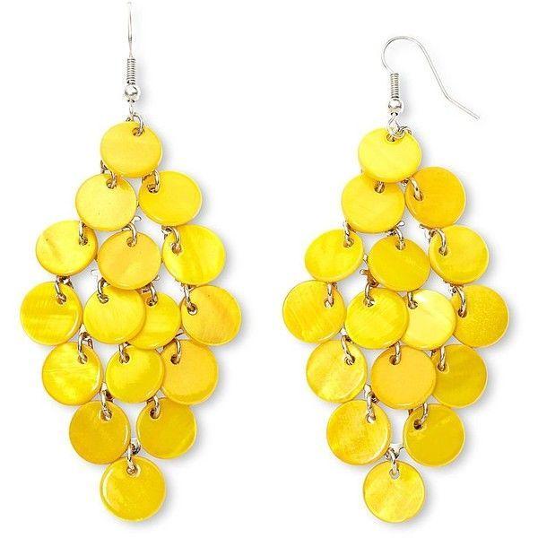 Yellow Seashell Logo - Mixit Silver Tone Yellow Shells Chandelier Earrings ($8.40) ❤ Liked