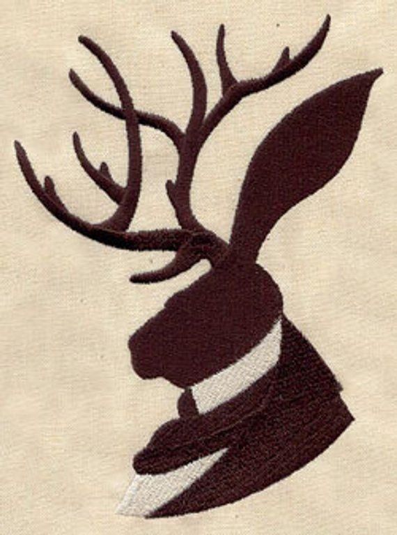 Jackalopes Silhouette Logo - Jackalope Silhouette Profile Embroidered Flour Sack Hand/Dish Towel ...
