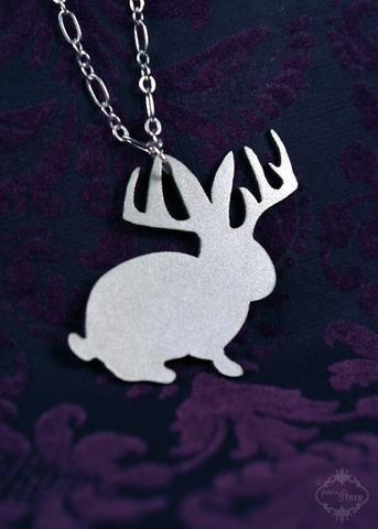 Jackalopes Silhouette Logo - Jackalope Silhouette Necklace in silver stainless steel