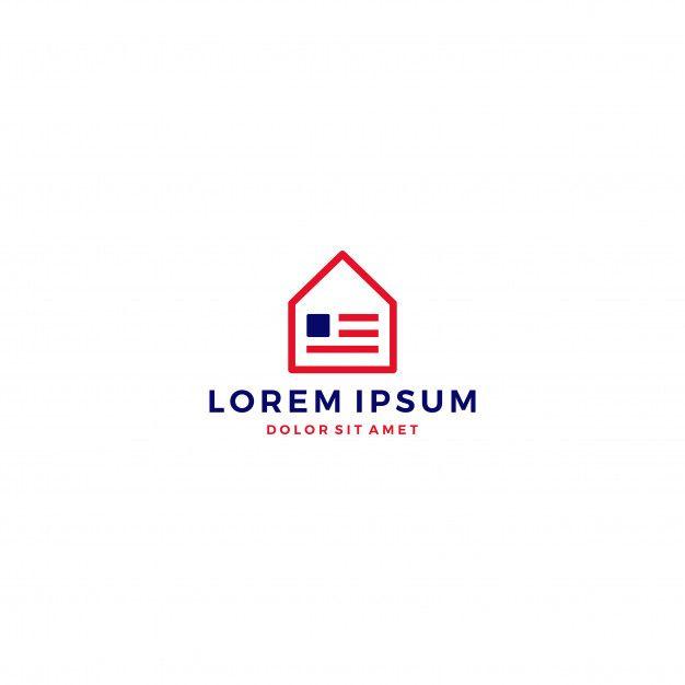 American Flag Logo - Usa home house american flag logo Vector | Premium Download