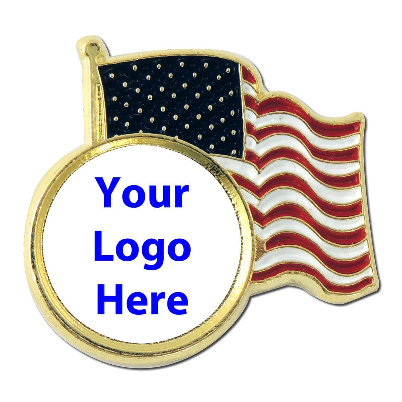 American Flag Logo - USA Flag Pin with your logo | Made in USA | StockPins.com