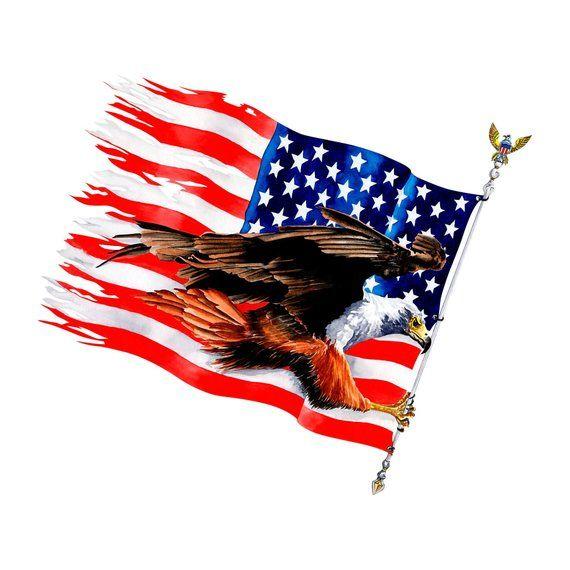American Flag Logo - American flag with Eagle logo decal American decal USA