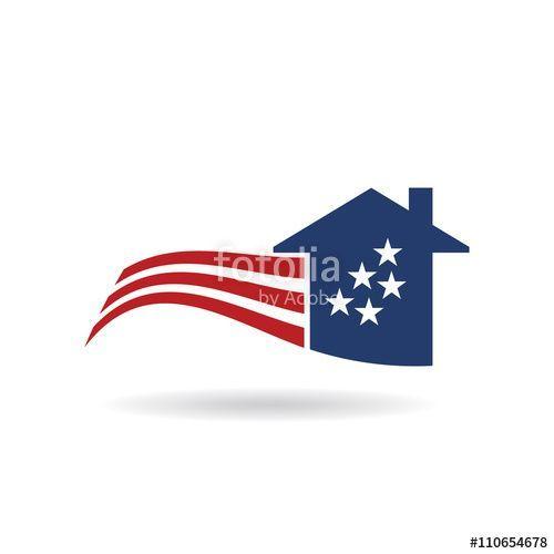 American Flag Logo - American Flag house logo. Vector graphic design. Logo design. Home