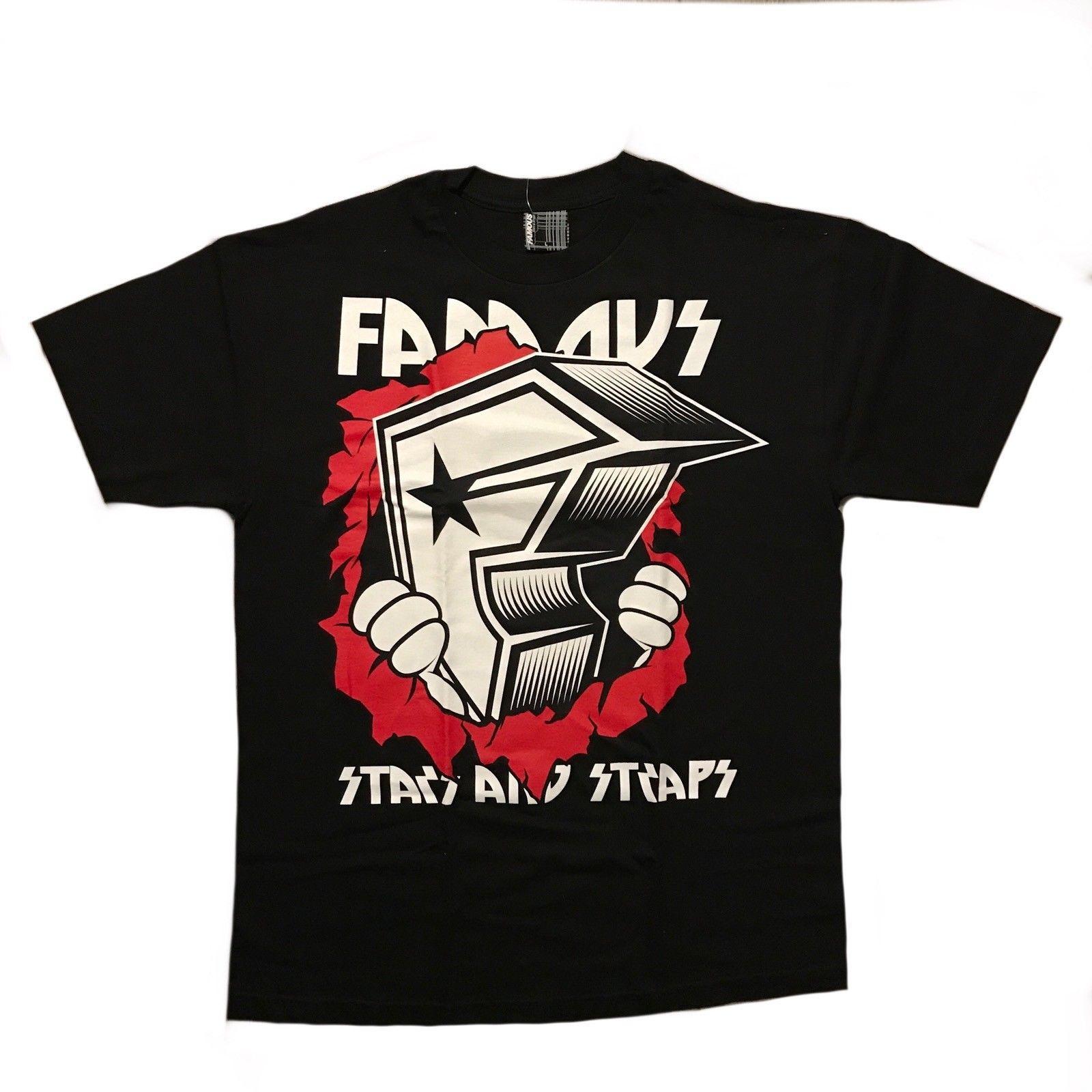 Red Famous Stars and Straps Logo - FAMOUS STARS & STRAPS BUSTING OUT BOH BLACK T SHIRT Cartoon T Shirt