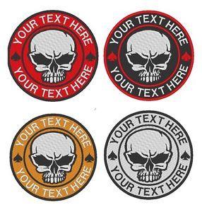 Round Skull Logo - Custom Embroidered Skull Logo Motorcycle Biker Sew on Round Patch ...