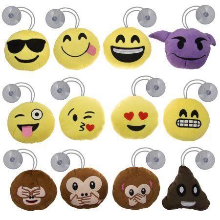 Emoji DG Logo - Bundle - 12pk Mini Emoji Hanging Plush Pillow Set Emoticons Cushion ...