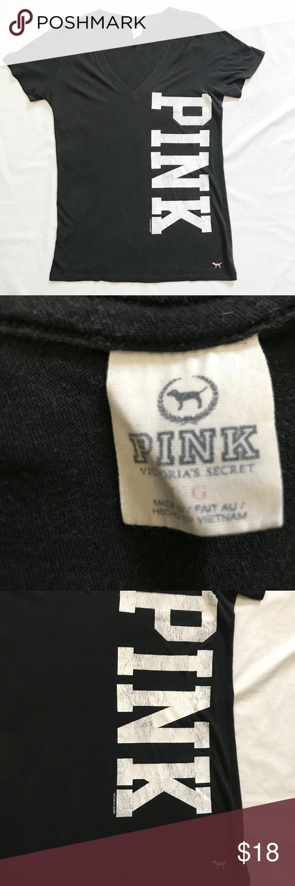 Black V and L Logo - Pink Victorias secret Black PINK Dog logo Tee sz L PINK Victorias ...