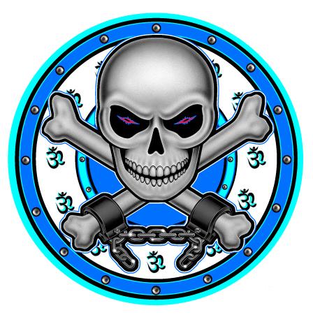 Round Skull Logo - 6SKDCAL 6 Skull Logo Decal in Blue Tones