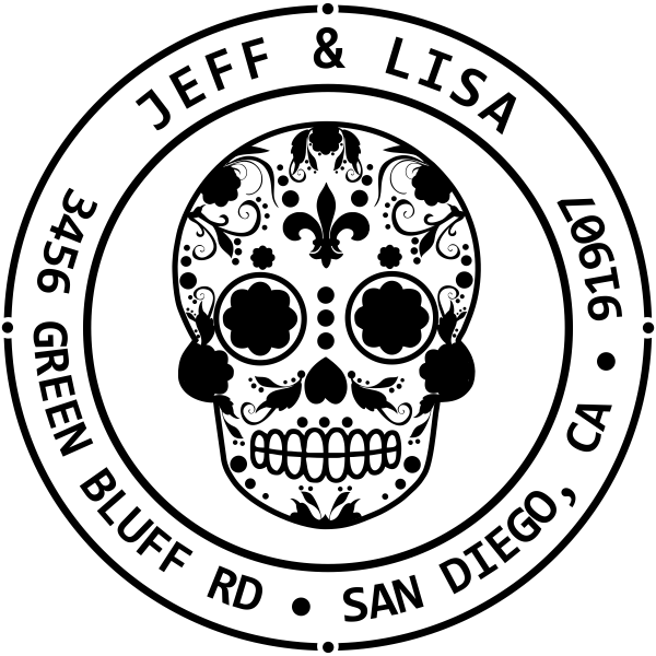 Round Skull Logo - Fleur De Lis Sugar Skull Round Address Stamp