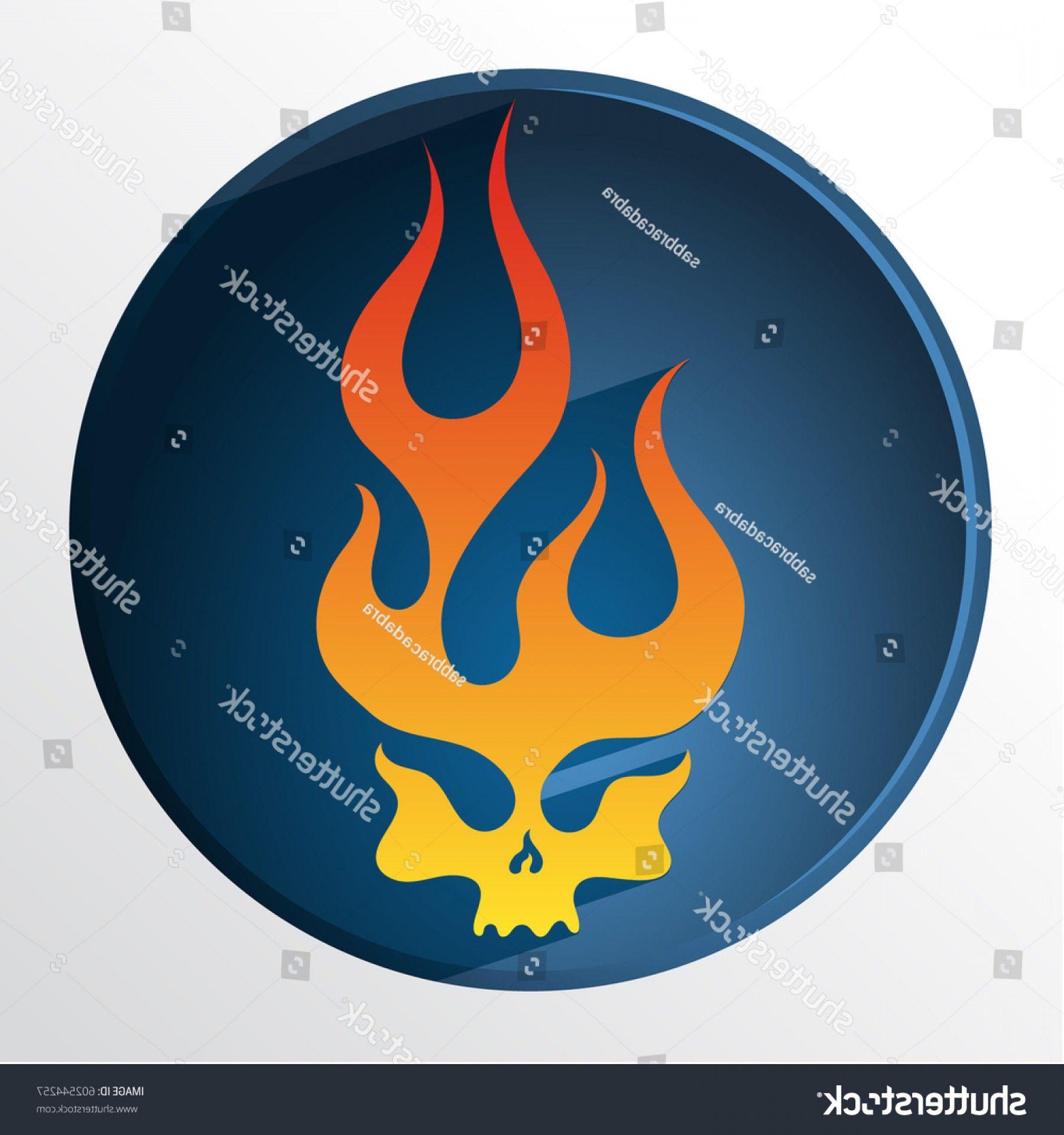 Round Skull Logo - Red Yellow Gradient Flaming Skull Round | SOIDERGI