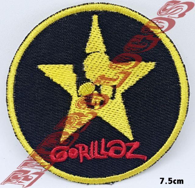 Round Skull Logo - Gorillaz Embroidered Iron on Neon Round Black Skull Logo Badge