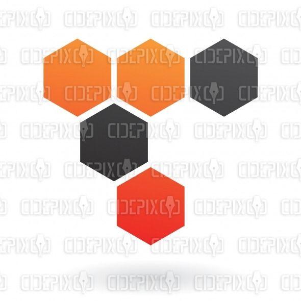 Black and Orange Hexagon Logo - abstract black and orange hexagon honeycomb logo icon