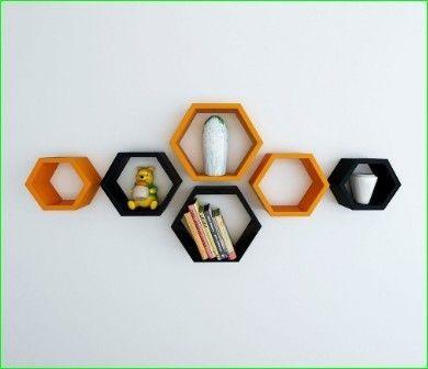 Black and Orange Hexagon Logo - Usha Furniture Black And Orange Hexagon Shape Wall Shelf, Rs 1899 ...