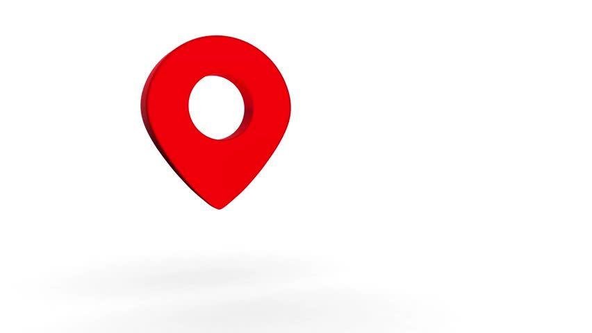 Red and White Geographic Logo - Red Marker Map Pointer Sign Stock Footage Video 100% Royalty Free