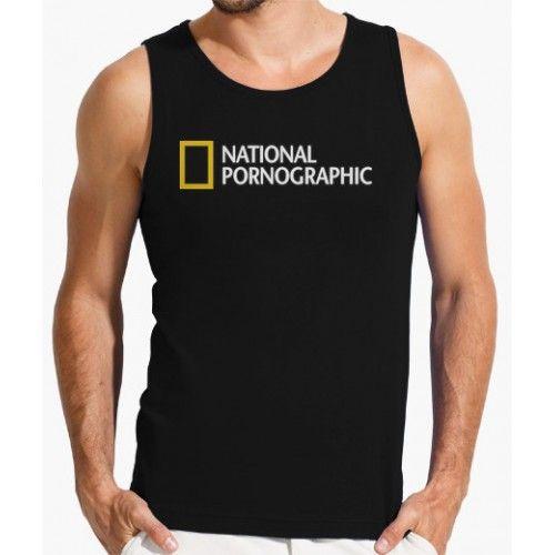 Red and White Geographic Logo - National Pornographic (Logo National Geographic) T Shirt Men Black