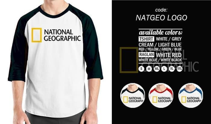Red and White Geographic Logo - Jual KAOS RAGLAN ORDINAL NATIONAL GEOGRAPHIC LOGO