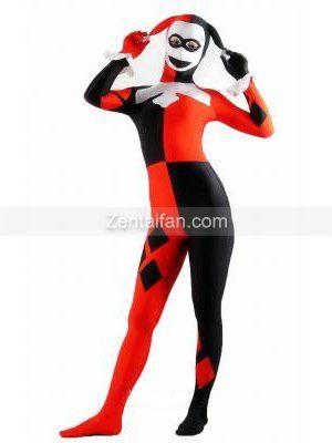 Black and Red Superhero Logo - Harley Quinn Red Black Spandex Superhero Costume [SC018] - US$45.69