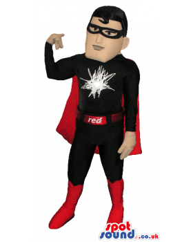 Black and Red Superhero Logo - Buy Mascots Costumes in UK - Red And Black Super Hero Human Mascot ...