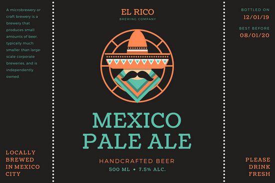Mexican Beer Logo - Orange Yellow and Blue Mexican Beer Label - Templates by Canva