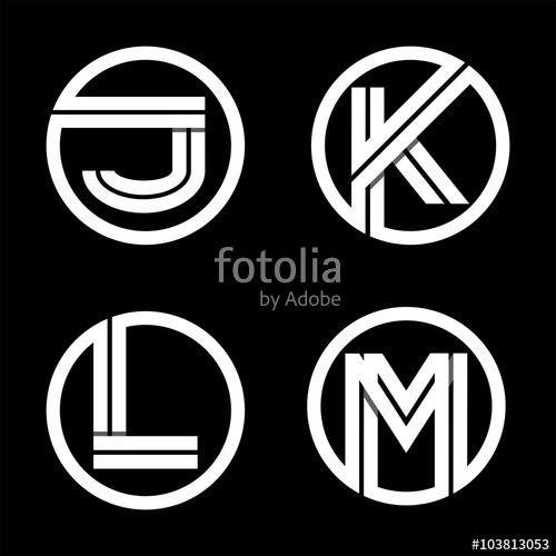 Black Circle K Logo - Capital letters J, K, L, M. From double white stripe in a black ...