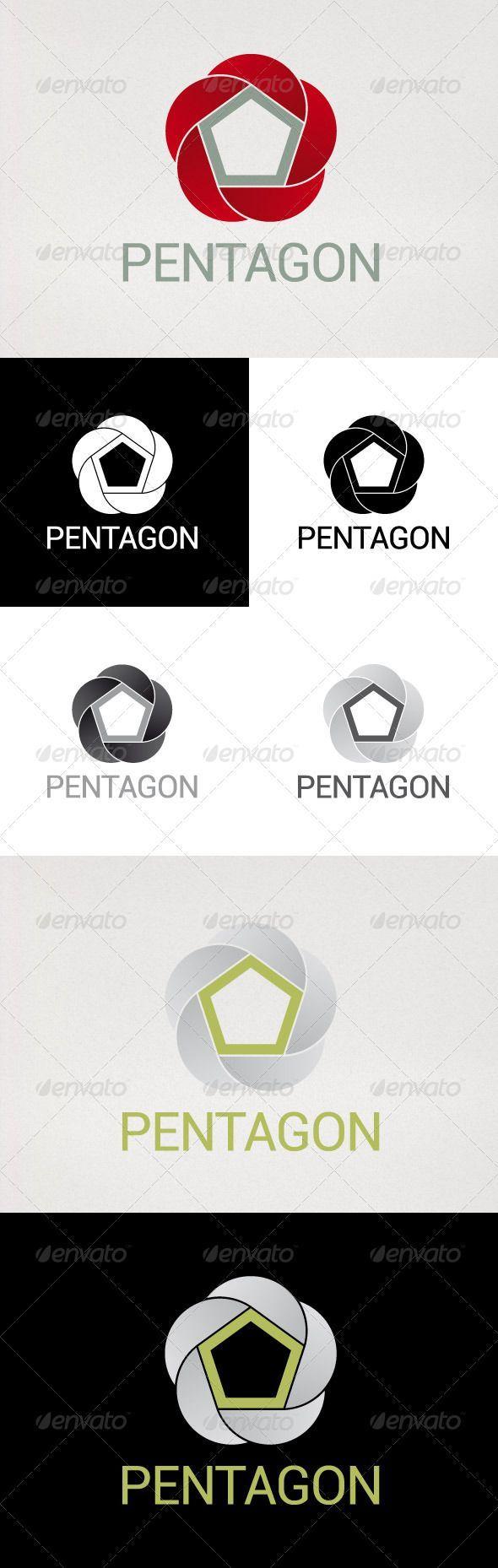 Green Red Pentagon Logo - aperture flower logo. Logos