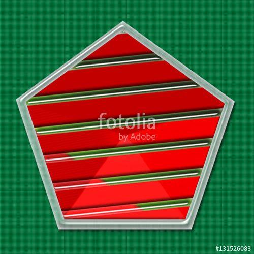 Red and Green Pentagon Logo - red green and white pentagon on green background