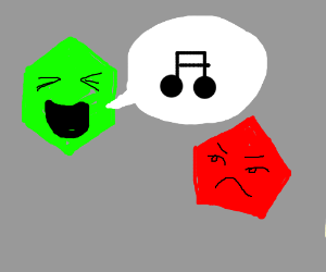 Green Red Pentagon Logo - Green Hexagon sings 2 unimpressed red pentagon - drawing by Twinkletto