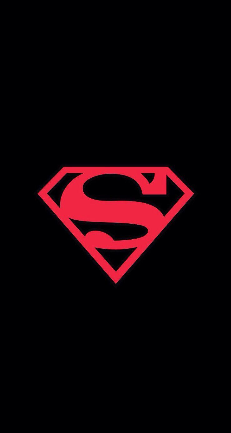 On Black Background iPhone Logo - Superman Red Logo Over Black Background Phone Wallpaper. | Wallpaper ...