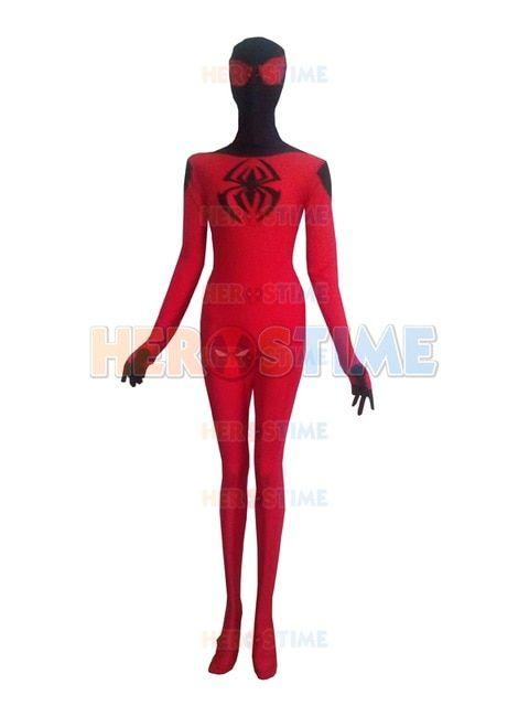 Black and Red Superhero Logo - Red and Black Spiderman Costume With Big Spider Logo On Both
