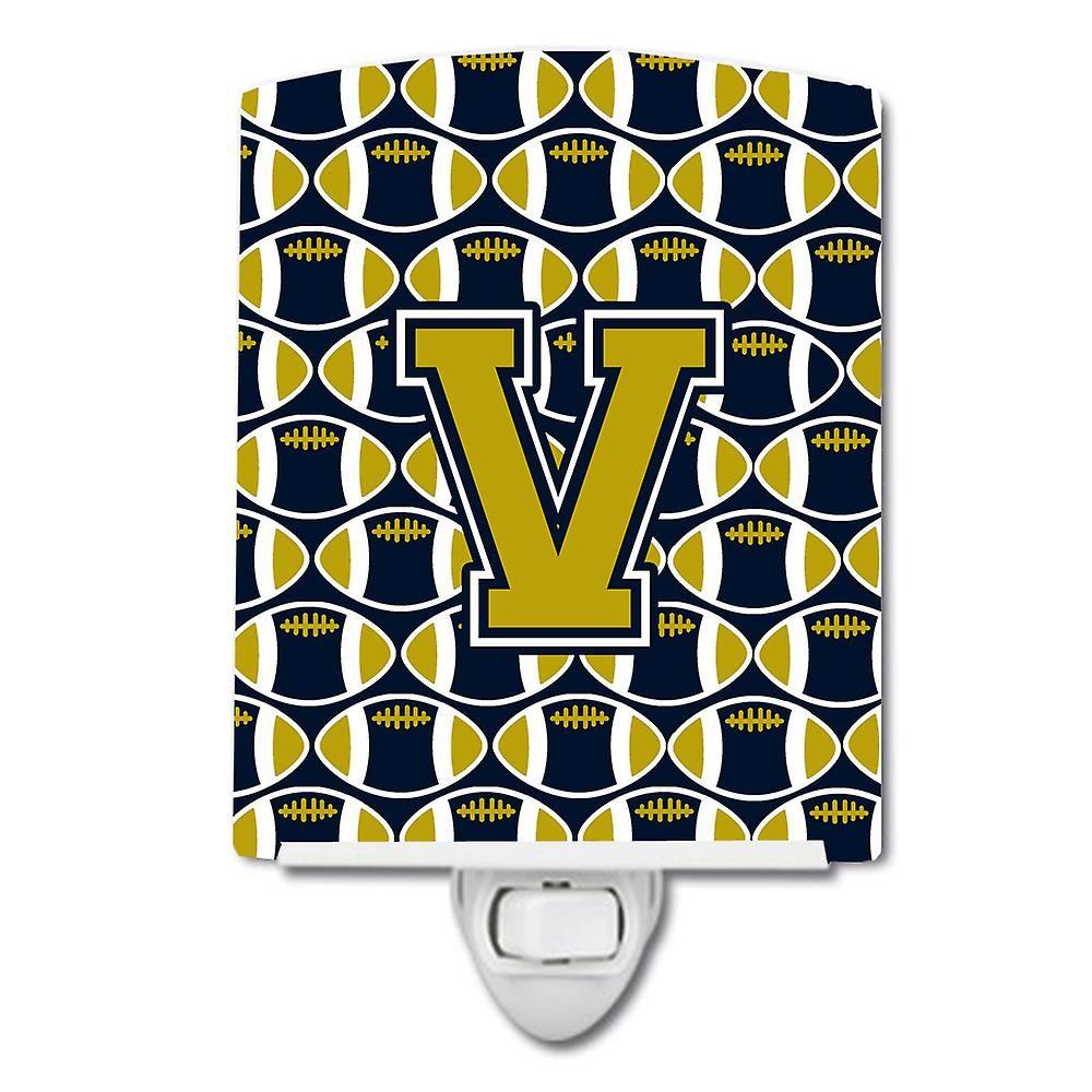 Blue and Gold V Logo - Letter V Football Blue and Gold Ceramic Night Light | Fruugo