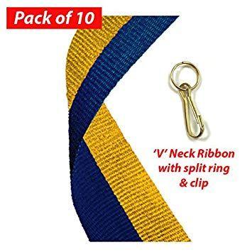 Blue and Gold V Logo - TPM Trading Pack of 10 Blue & Gold Medal Ribbons 76cm 30 inch