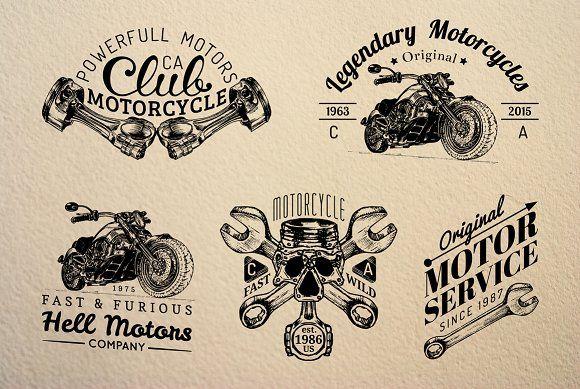 Biker Motorcycle Logo - Vintage Motorcycle Logos & Badges ~ Logo Templates ~ Creative Market
