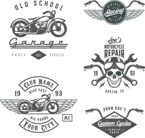 Vintage Motorcycle Logo - Motorcycle logos creative retro vectors 01