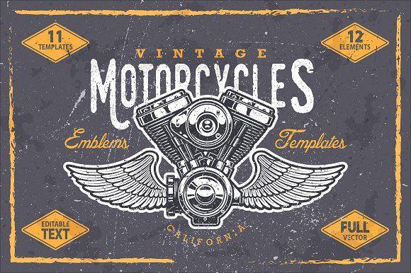 Vintage Motorcycle Logo - Vintage motorcycle emblem templates Logo Templates Creative Market
