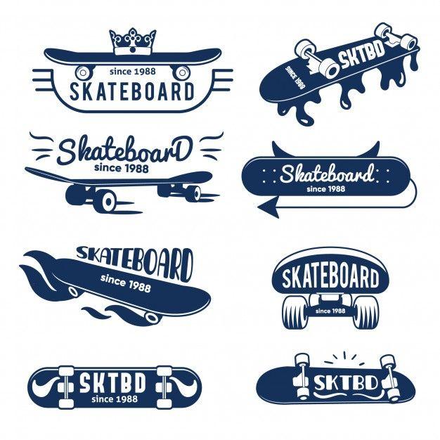 Skatebord Logo - Hipster skateboard logo and badges collection Vector | Premium Download