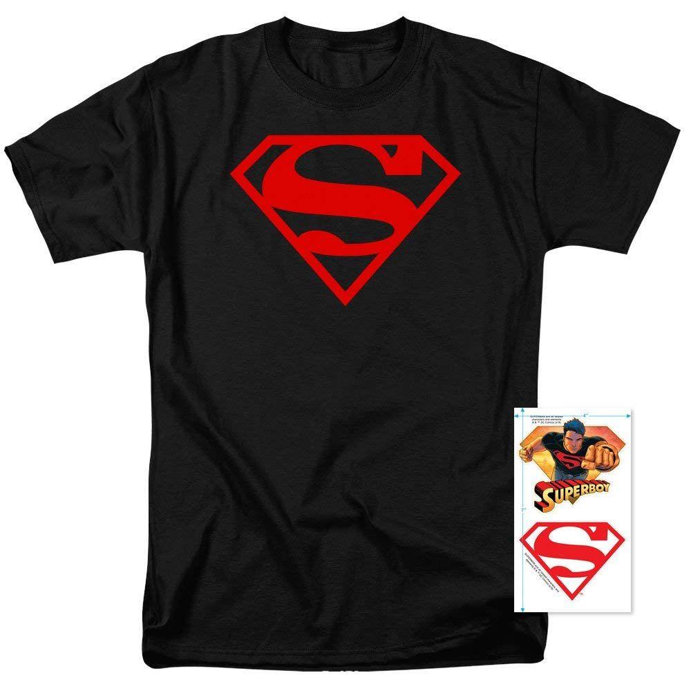 Black and Red Superhero Logo - Amazon.com: DC Comics Superboy Superman Logo T Shirt & Stickers ...