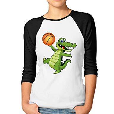 Crocodile Basketball Logo - Women's Baseball Three Quarter Sleeve Tee Alligator Crocodile