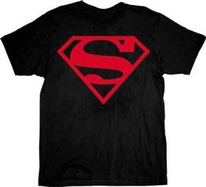 Black and Red Superhero Logo - Adult Men's DC Comics Super Hero Superman Red Shield Logo Black T ...