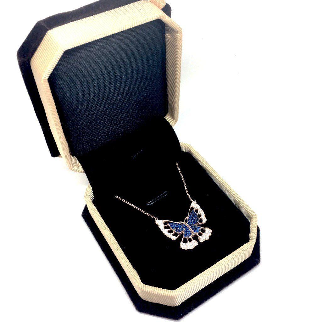 Blue and Gold V Logo - Blue Butterfly Rose Gold Pendant Necklace - symbol of change, joy ...