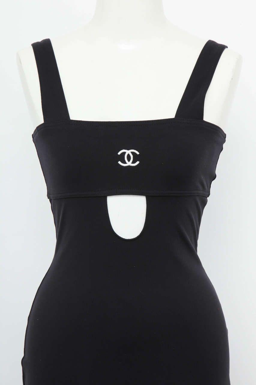 CC Clothing Logo - Chanel BlackBody Con Dress with CC Logos | Vintage CHANEL ...