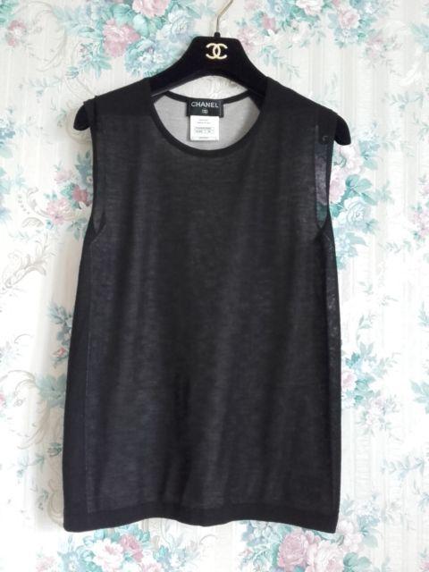 CC Clothing Logo - Chanel Black Cashmere Tank Top Logo CC | eBay