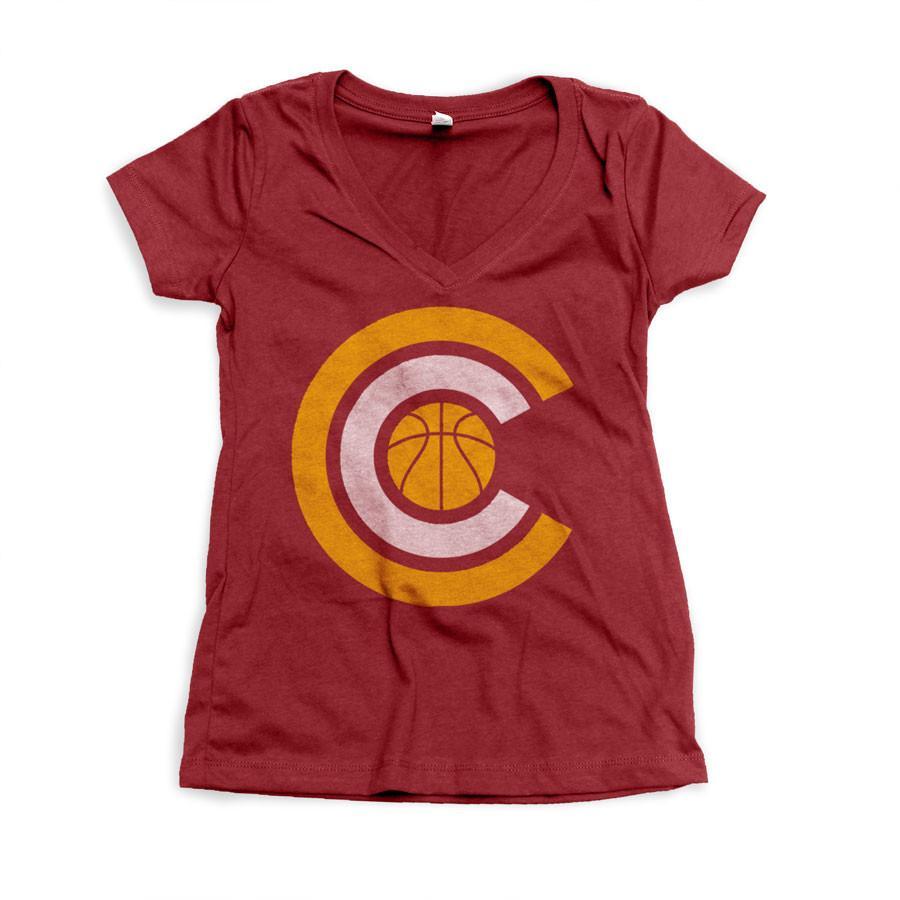 CC Clothing Logo - Cleveland Basketball CC Logo – Womens Wine and Gold V neck T shirt ...