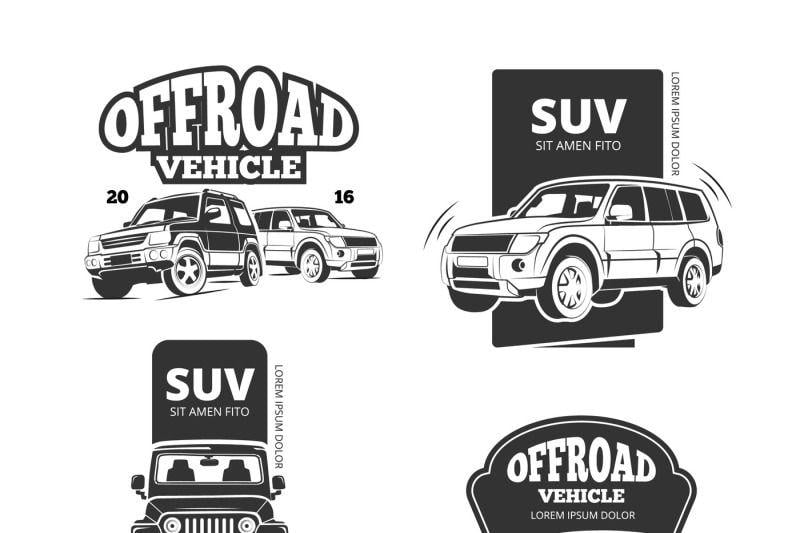 SUV Logo - Vintage suv car vector badges, labels, logos By Microvector ...
