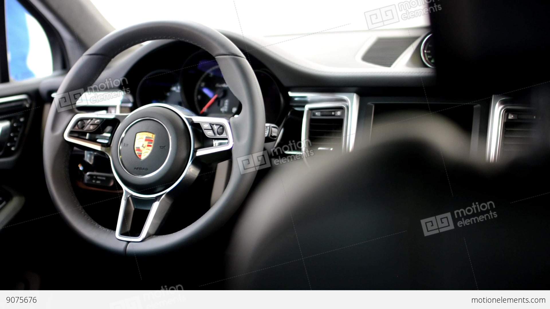 SUV Logo - Dashboard, Wheel And Detail Of Logo - Seat - Porsche SUV Macan Turbo ...