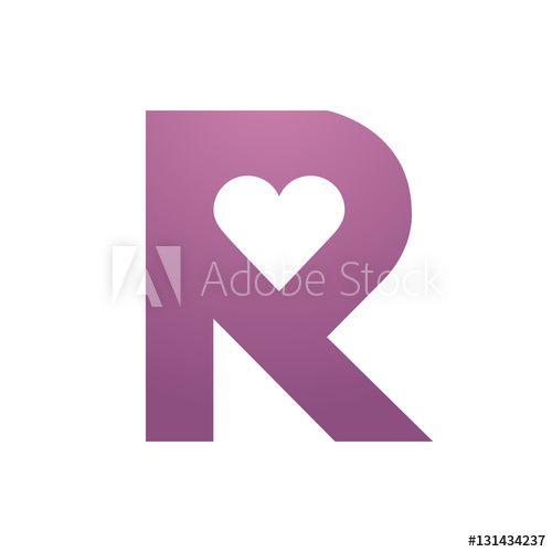 Pink R Logo - Vector Pink Hearth Initial R Logo - Buy this stock illustration and ...