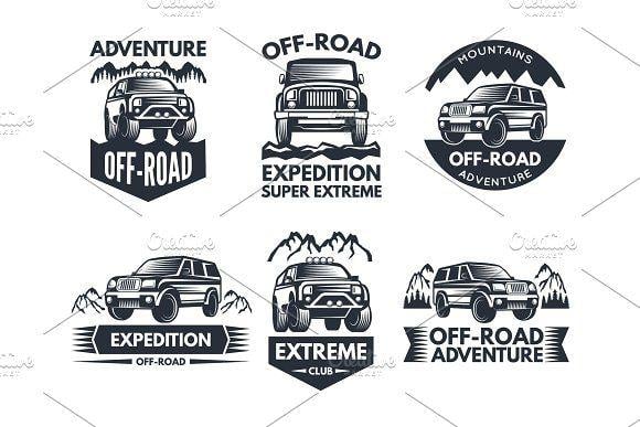SUV Logo - Off road symbols. Labels with 4x4 truck. Logos or labels with suv