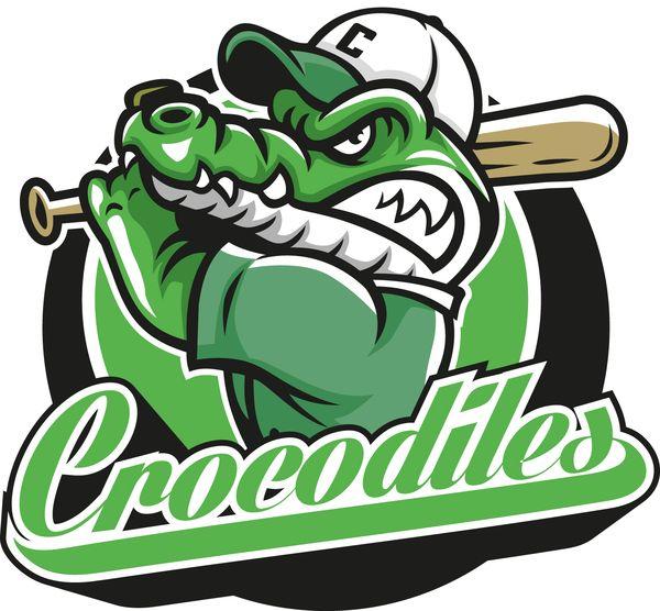 Alligator Vector Logo - Crocodile with baseball label vector free download
