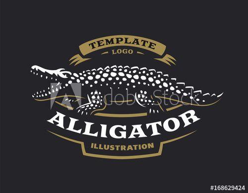 Black Alligator Logo - Crocodile logo - vector illustration. Alligator emblem design on ...