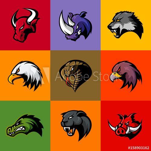 Alligator Vector Logo - Bull, rhino, wolf, eagle, cobra, alligator, panther, boar head ...
