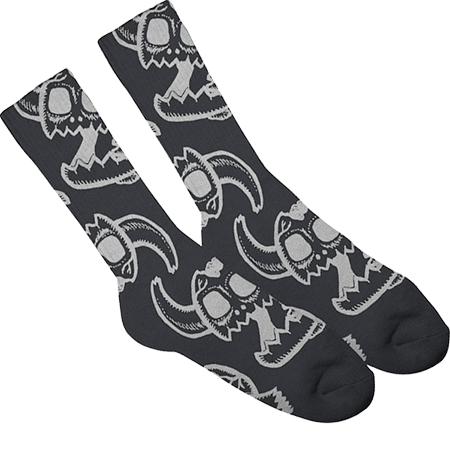 Skeleton Toy Machine Logo - Toy Machine Monster Skull Socks Charcoal